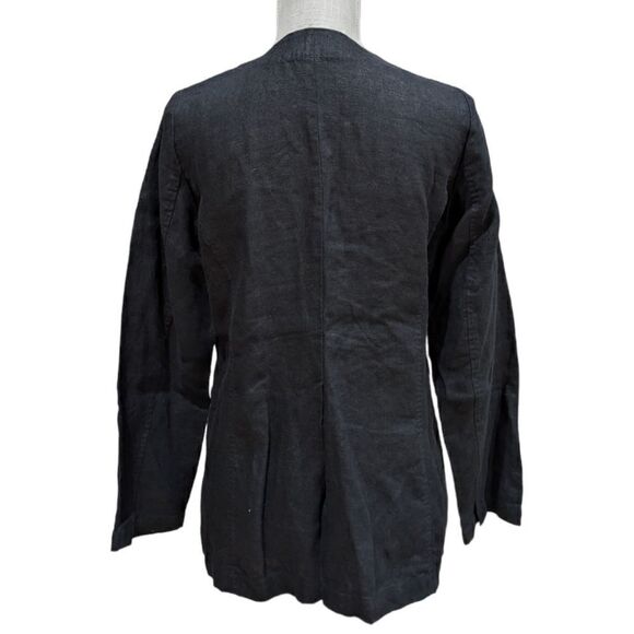 Eileen Fisher Women's Black 100% Irish Linen Button Long Sleeve Shirt Size S/P - Picture 2 of 8